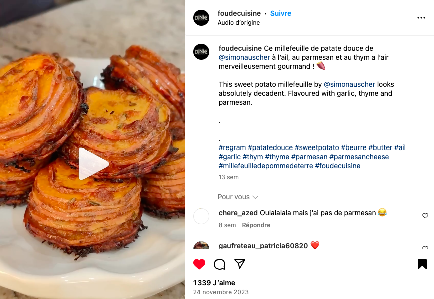 Mille feuilles de patate douce au parmesan - Instagram fou de cuisine